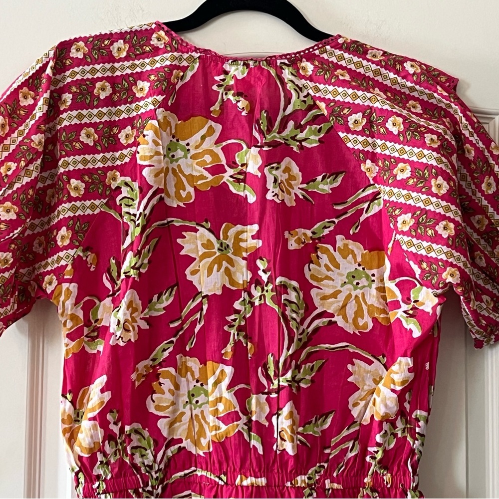 Maisie Designer Vibrant Pink Cotton Mini Dress Women’s Size Medium - Picture 3 of 15